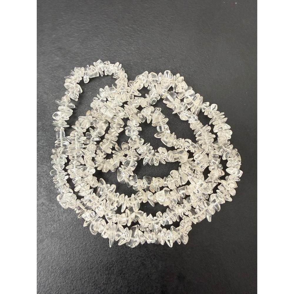 Clear‎ Quartz Necklace Chip Bead Irregular Polished Stone Boho Strand